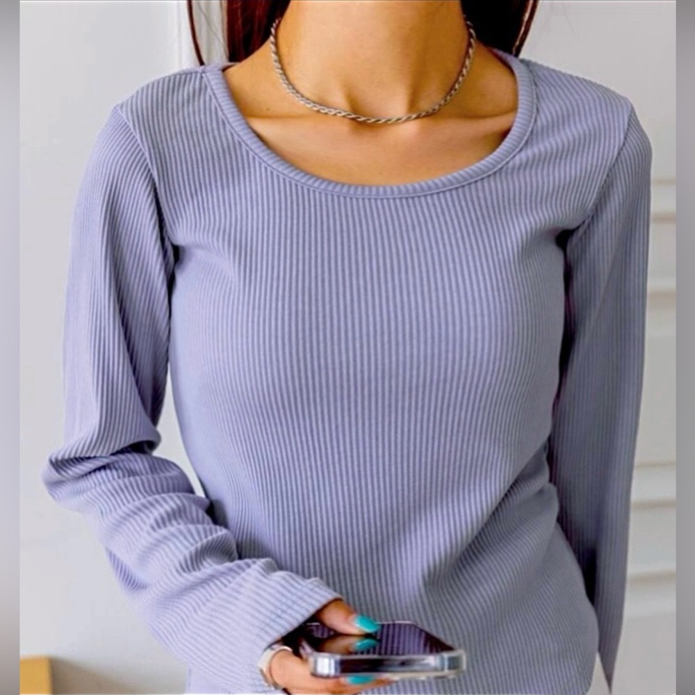 Solid Rib-Knit Tee - Picture 2 of 10